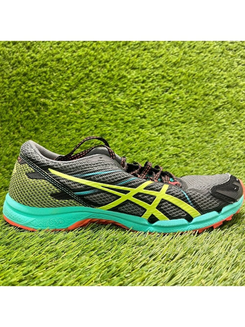 Asics Gel-Fuji Racer 3 Womens Size 9 Black Green Athletic Running Shoes Sneakers